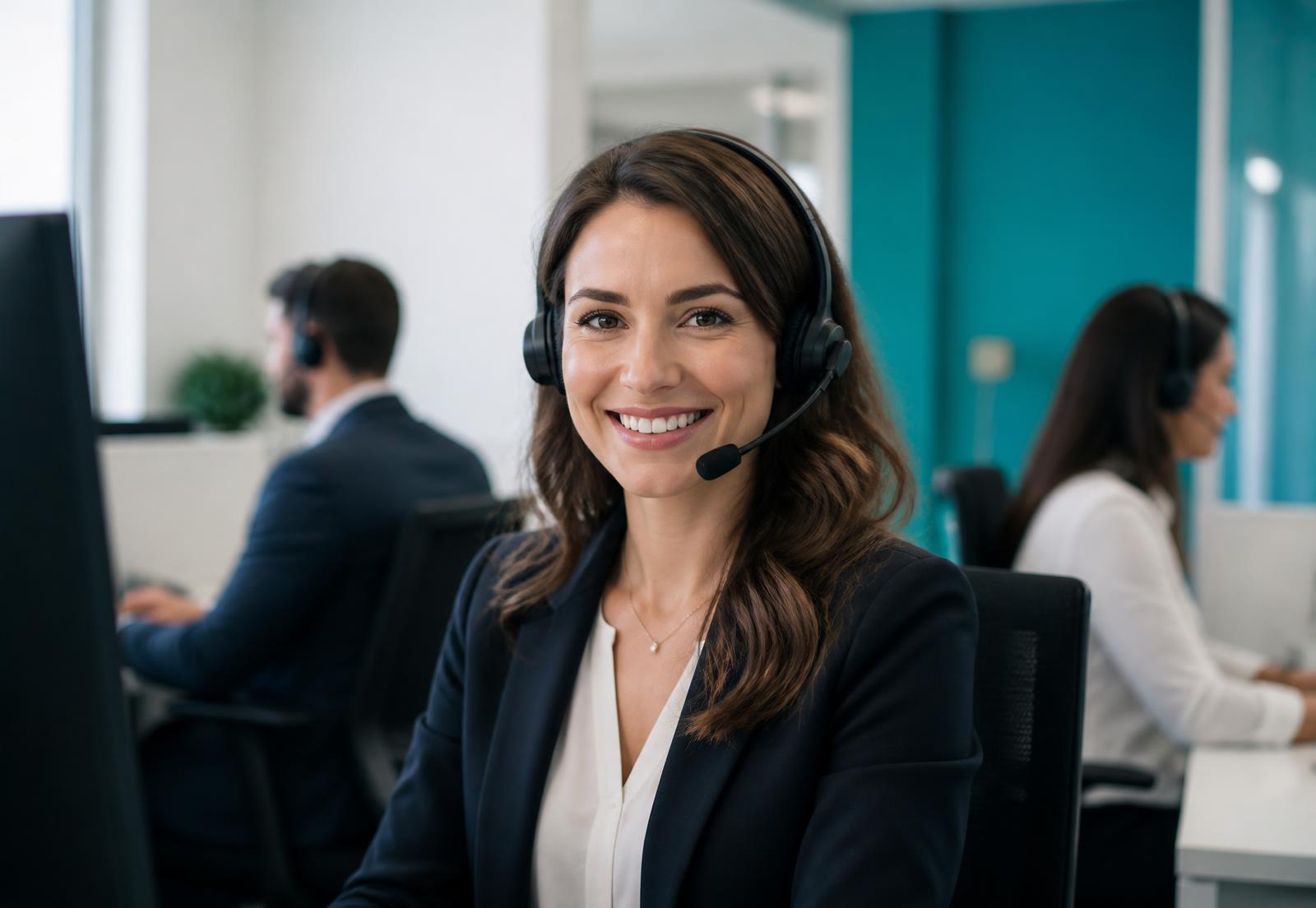 Conseillère JLC Assurances au téléphone avec un client